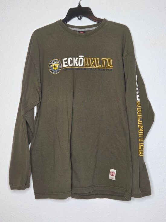 Ecko Unlimited Other - Ecko Unltd. Vintage Olive Green Long-sleeve Graphic Shirt XL